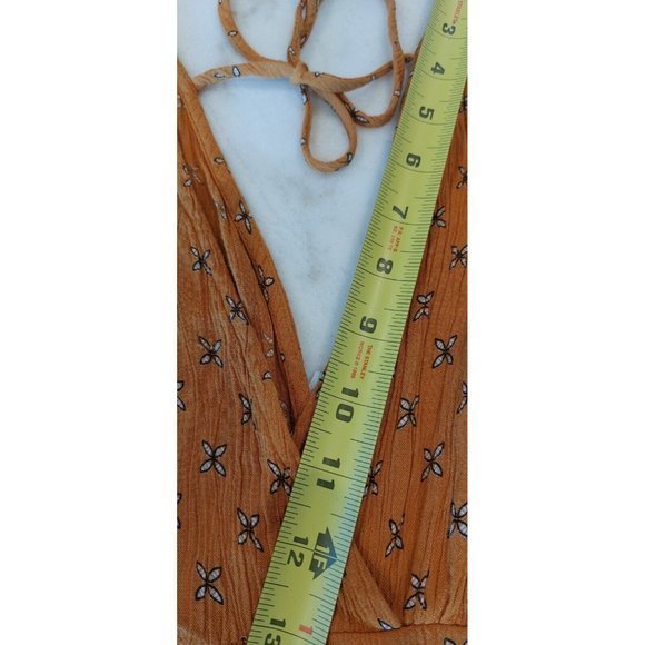 Patrons of Peace Womens Yellow Mustard Flutter Sleeve Jumpsuit Size S Back Tie - Picture 10 of 11